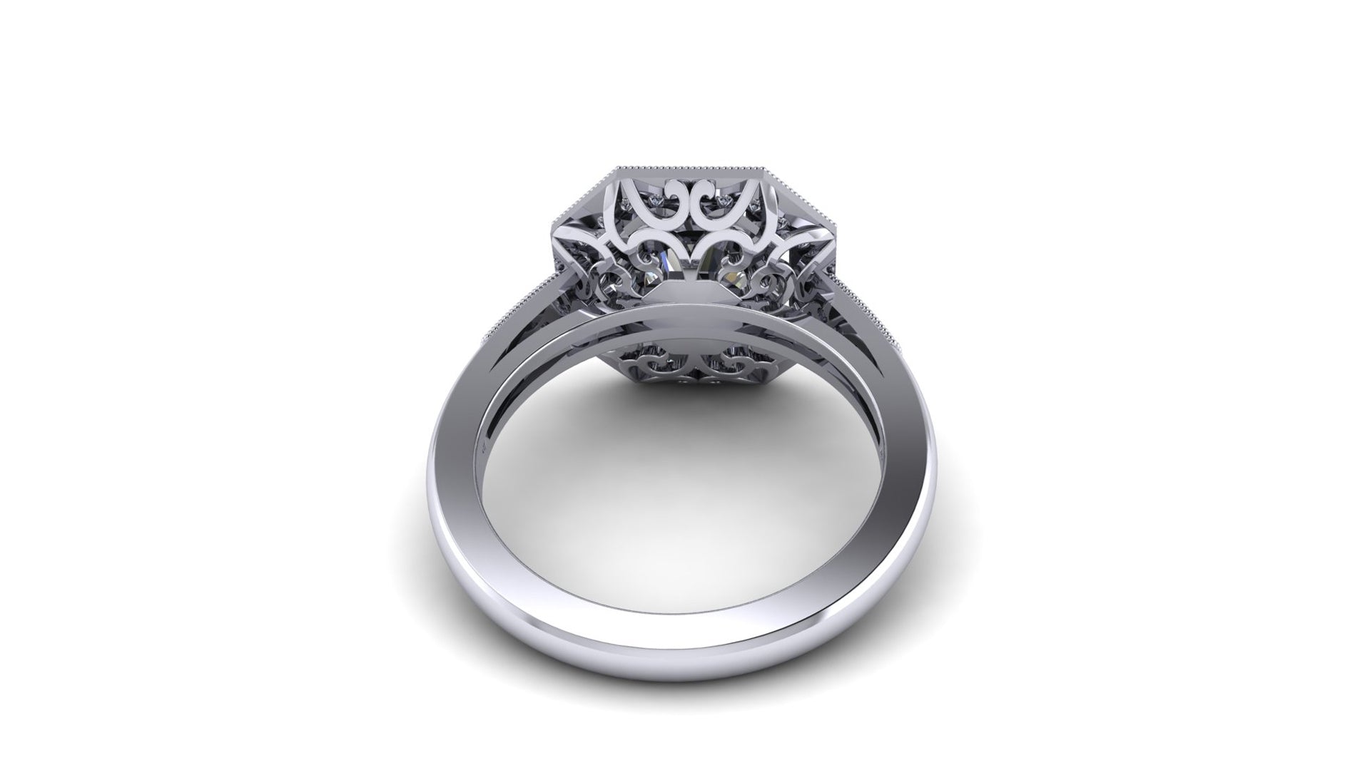 Classic White Gold Square Pave Diamond Ring by Jolie Designs