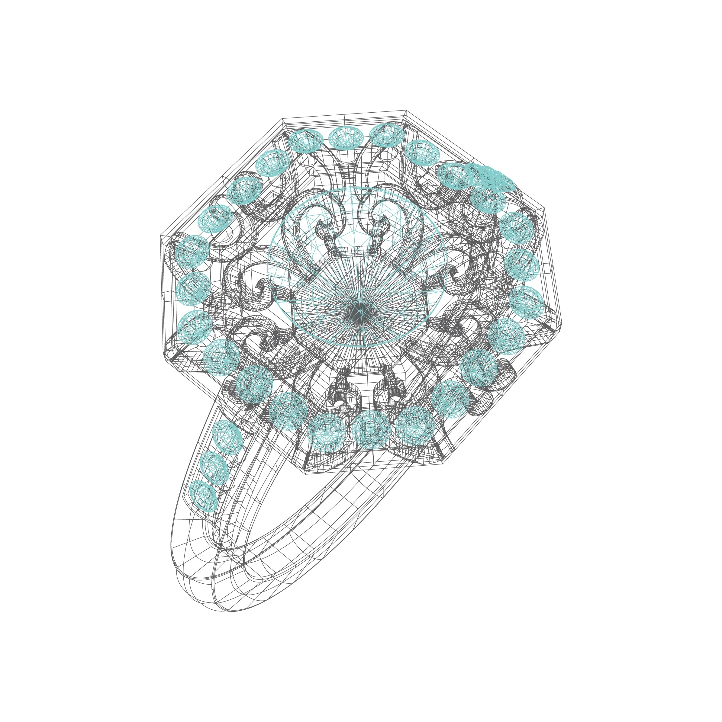 Classic White Gold Square Pave Diamond Ring by Jolie Designs