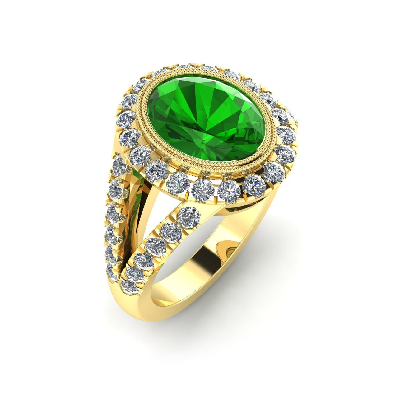 Custom Tsavorite and Diamond 18K Gold Ring | Jolie Designs