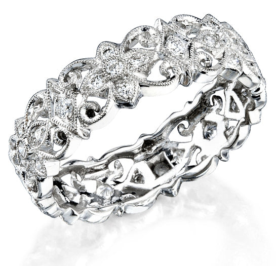 Eloquently Mill Grained Diamond Stackable Ring by Jolie Designs