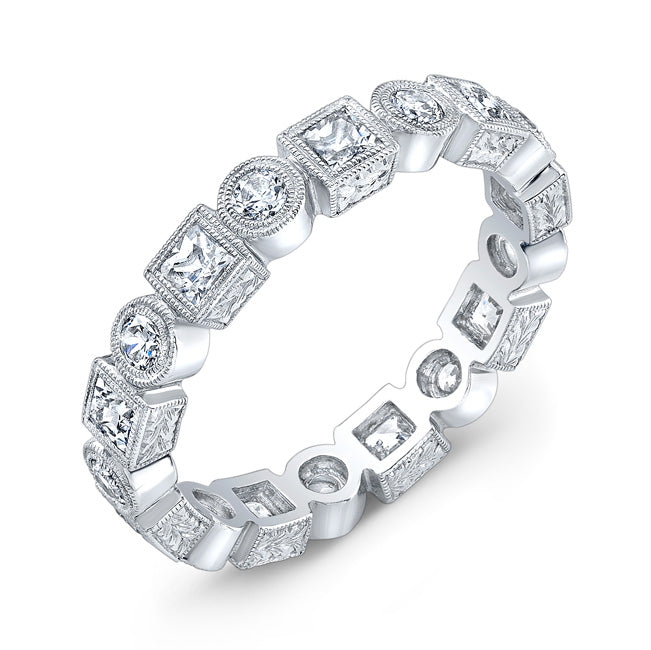 Fine Millgrain Bezel Diamond Wedding Band by Jolie Designs