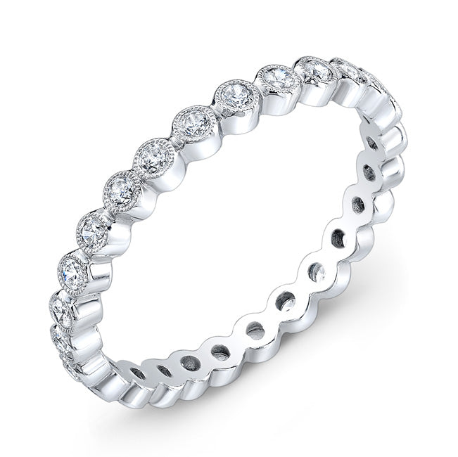 Mill Grained Bezel Wrapped Diamond Wedding Ring Set by Jolie Designs