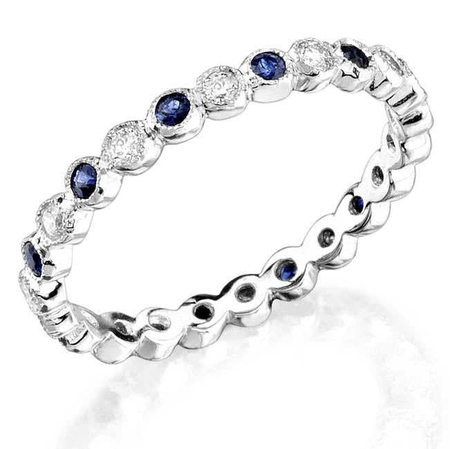 Vintage Style Blue Sapphire and Diamond Gold or Platinum Ring by Jolie Designs