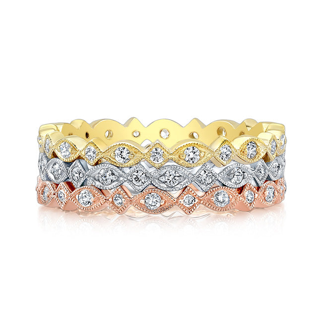 Petite Micro Pave Round Diamond Ring Set by Jolie Designs