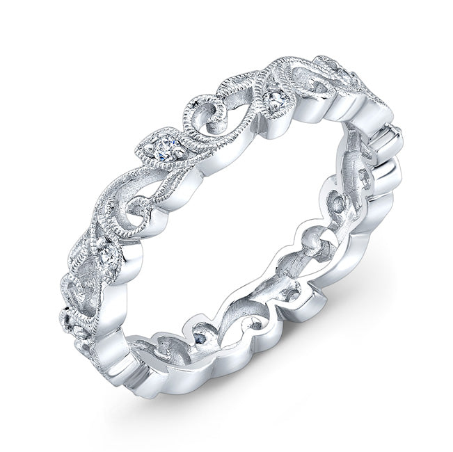 Organic Vine Diamond Ring in 18K White Gold by Jolie Designs