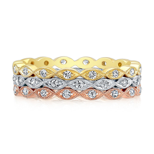 Diamond Stackable Wedding Ring with Round Cut Diamonds by Jolie Designs
