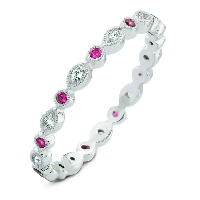 Diamond & Ruby Stackable Band Ring by Jolie Designs