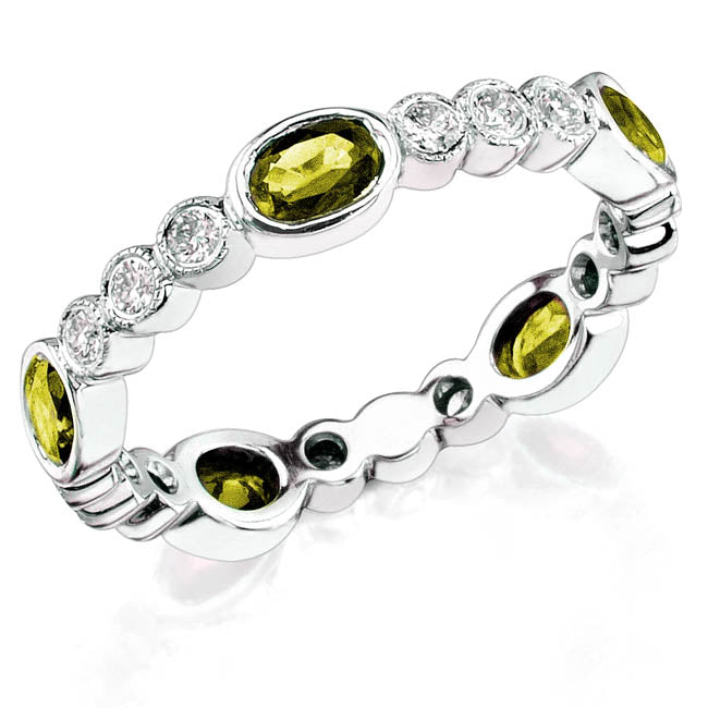 Diamond and Custom Cut Oval Yellow Sapphire Stackable Ring by Jolie Designs