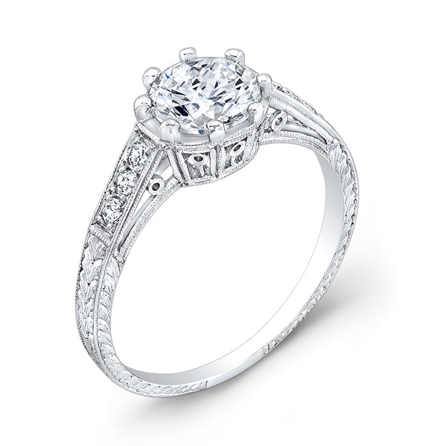 Jolie Designs Engraved Antique Style Diamond Engagement Ring - R152D