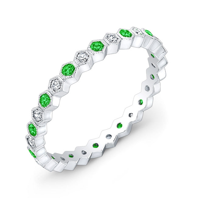 Diamond and Tsavorite Micro Pave Stackable Ring by Jolie Designs