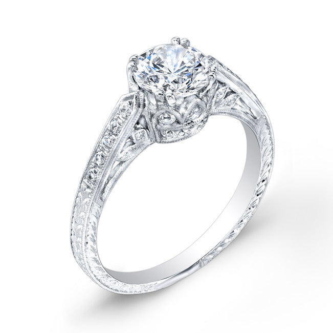 Antique Style Engraved Diamond Engagement Ring by Jolie Designs (R169D)