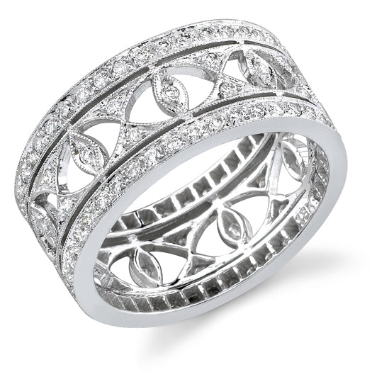 Hand Crafted Mill Grain Round Brilliant Diamond Ring by Jolie Designs