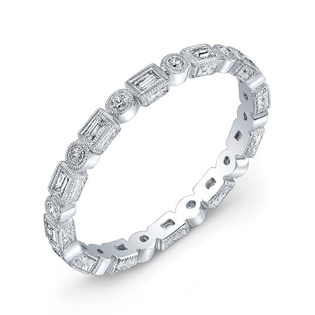 Hand Engraved Diamond Stackable Millgrain Ring by Jolie Designs