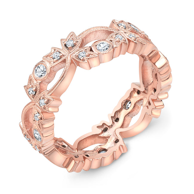 Leaf Diamond Stackable Wedding Ring in 14k Gold by Jolie Designs