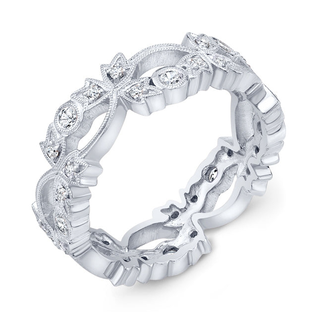 Leaf Diamond Stackable Wedding Ring in 14k Gold by Jolie Designs