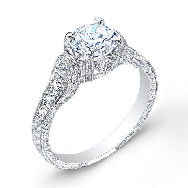 Antique Style Engraved Diamond Engagement Ring by Jolie Designs (SKU: R3033D)