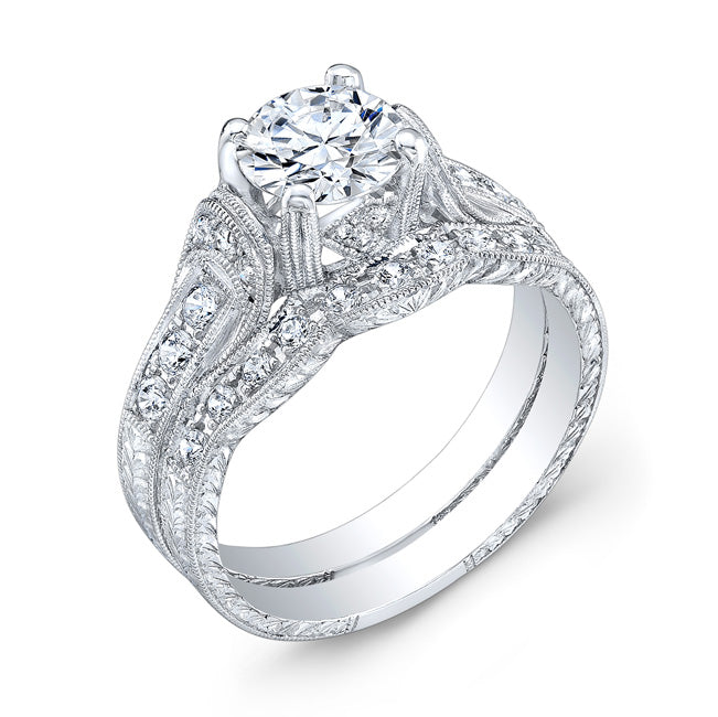 Antique Style Engraved Diamond Engagement Ring by Jolie Designs (SKU: R3033D)
