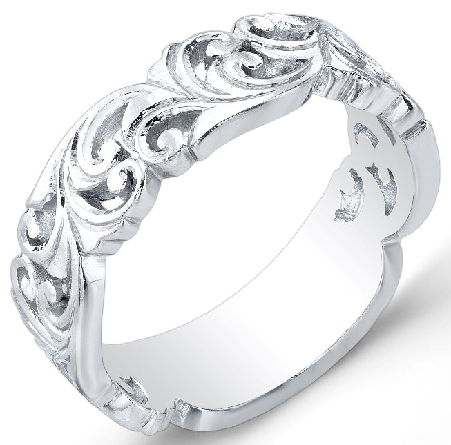 Nouveau Style Vine Inspired Wedding Band by Jolie Designs