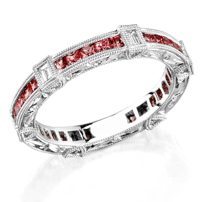 Art Nuevo Princess Ruby and Baguette Diamond Masterpiece by Jolie Designs