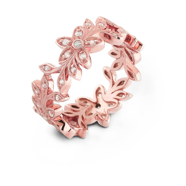 Micro Pave Diamond Floral Wedding Band by Jolie Designs