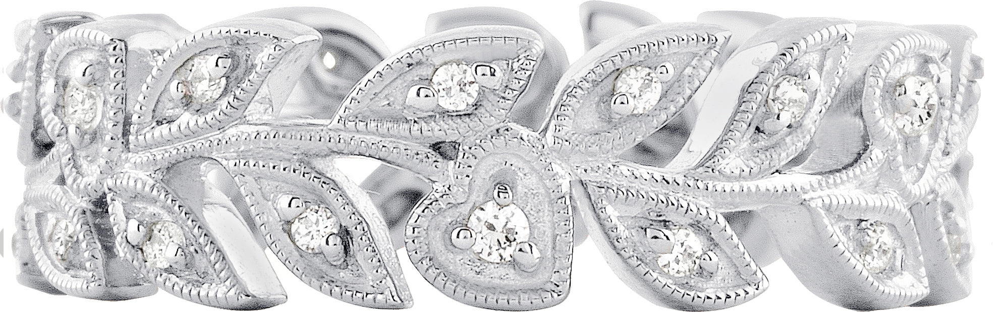 Hearts and Leaves Micro Pave Diamond Wedding Band by Jolie Designs