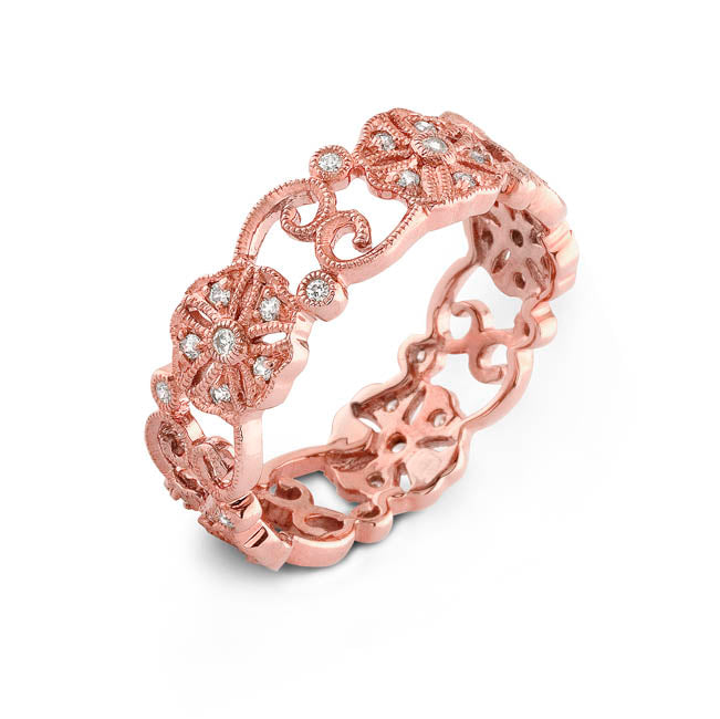 Millgrained Pave Set Diamond Wedding Ring by Jolie Designs