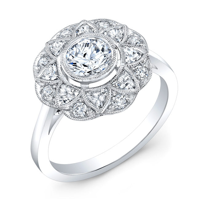 Diamond and White Sapphire Semi Mount Engagement Ring by Jolie Designs