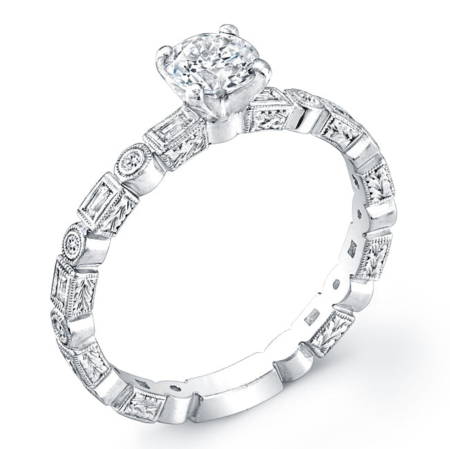 Engraved Diamond Engagement Ring Semi-Mount for 0.25-1.0ct Center by Jolie Designs