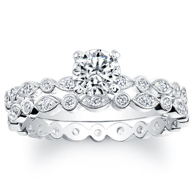 Jolie Designs Diamond Engagement Ring Semi-Mount for 0.25 to 1.0 Carat Center with Matching Band Style R13654D