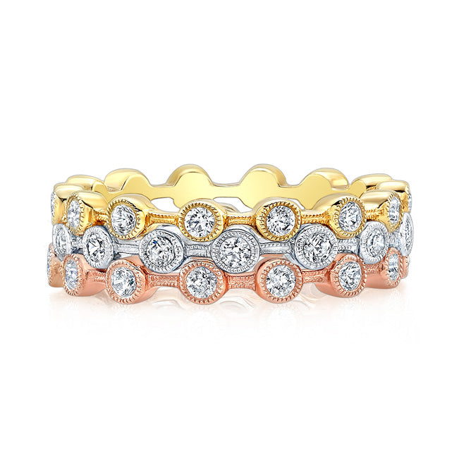 Stackable Bezel Set Round Diamond Ring by Jolie Designs