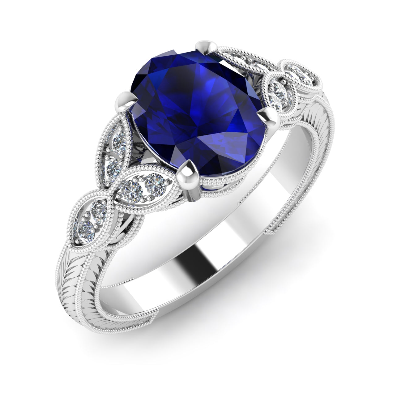 Hand Engraved Sapphire Ring by Jolie Designs