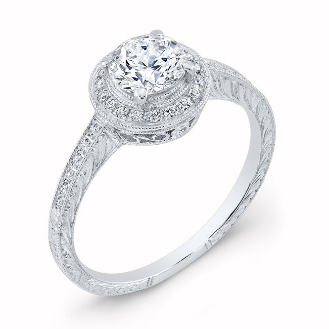 Engraved Diamond Engagement Ring Semi Mount for 1 Carat Center by Jolie Designs