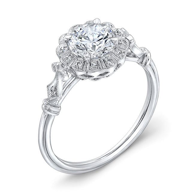 High Polished Halo Style Diamond Engagement Ring by Jolie Designs