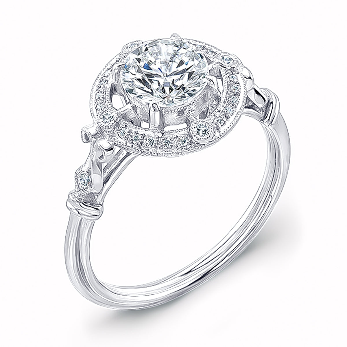 Halo Style Rose Gold Diamond Engagement Ring by Jolie Designs