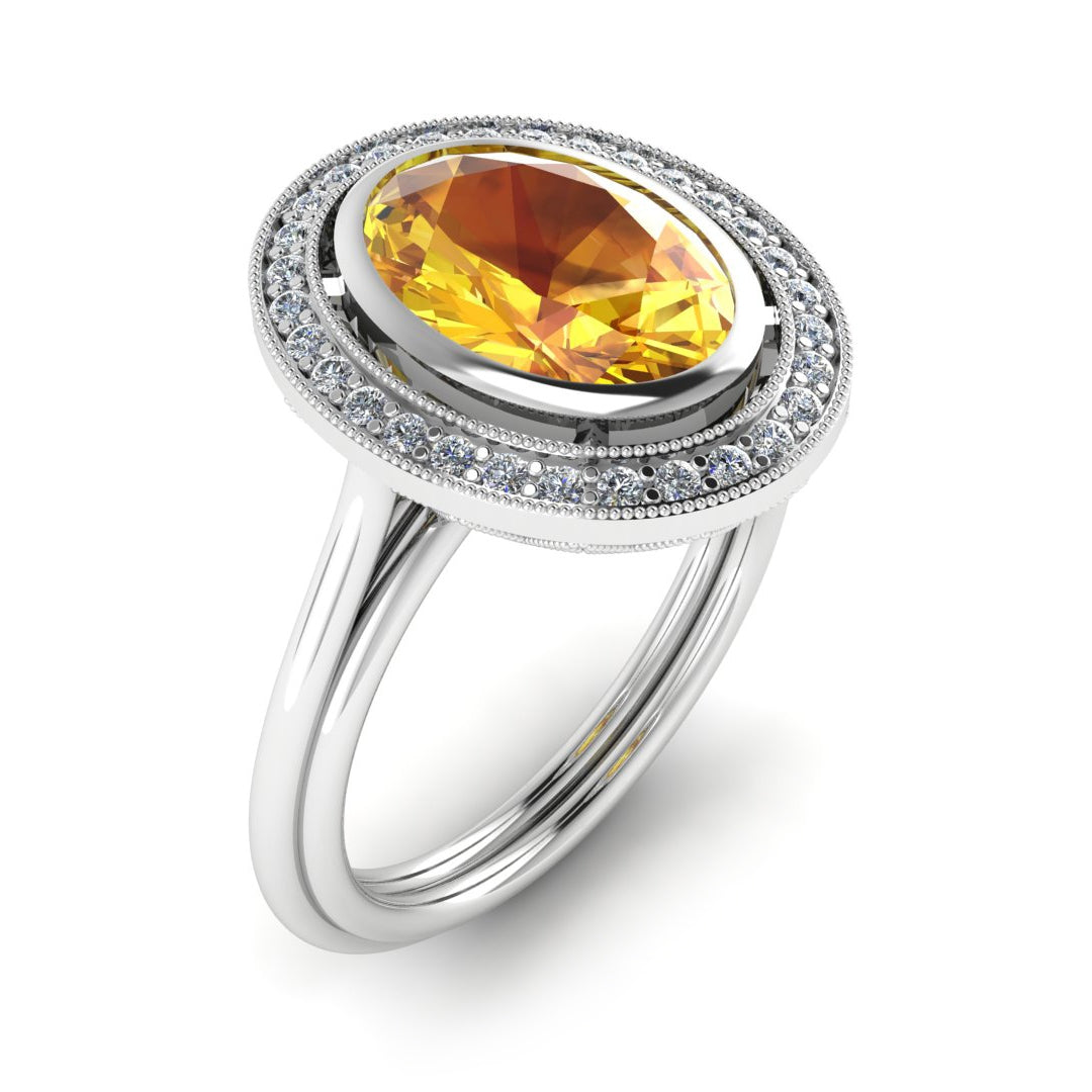 Antique Inspired Yellow Sapphire and Diamond Custom Ring | Jolie Designs