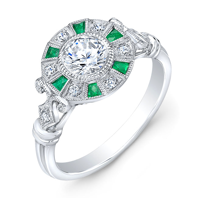 Diamond and French Cut Tsavorite Semi Mount Ring by Jolie Designs