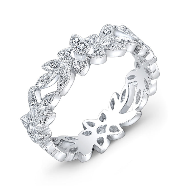 Floral Micro Pave Diamond Engagement Ring by Jolie Designs