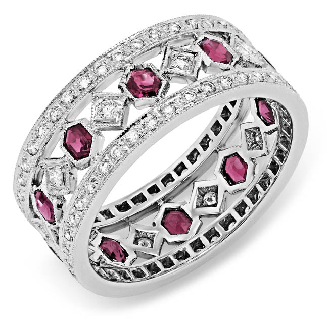 Hand Engraved Pink Sapphire and Diamond Ring by Jolie Designs
