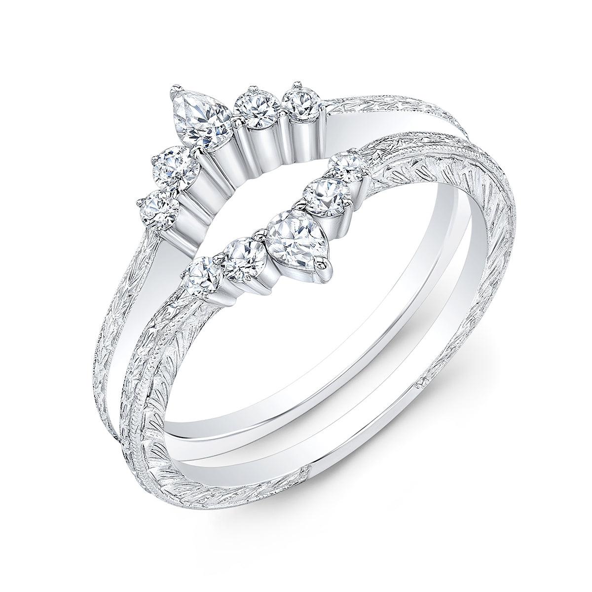 Curved Diamond Wedding Guard Band with Dual Finish by Jolie Designs