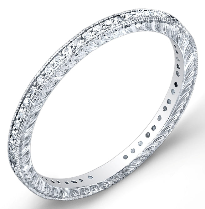 Hand Engraved Microscope Set Diamond Pave Ring by Jolie Designs