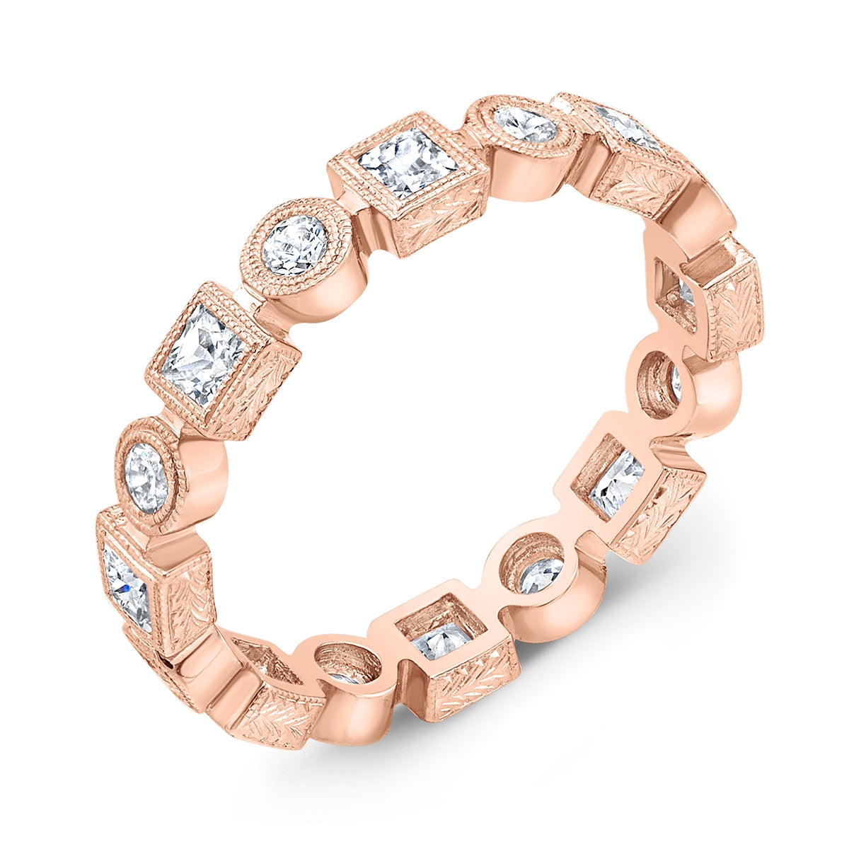 Fine Millgrain Bezel Diamond Wedding Band by Jolie Designs