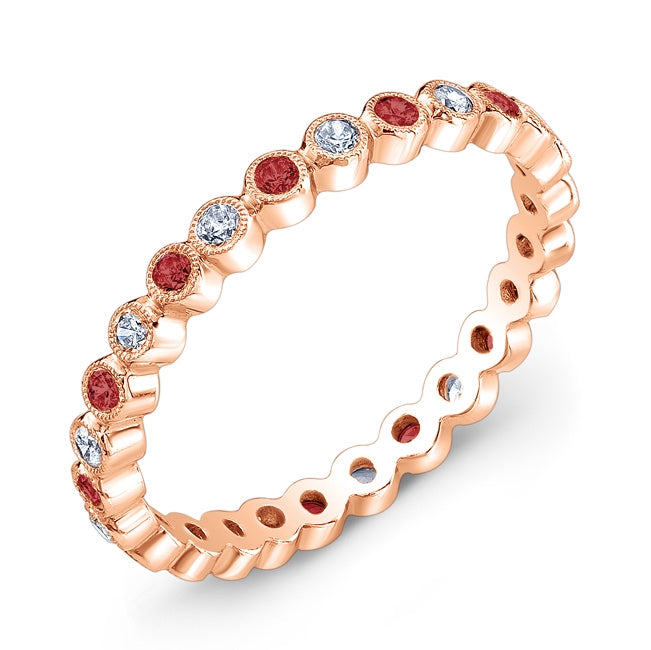 Mill Grained Bezel Diamond and Ruby Gold or Platinum Ring by Jolie Designs