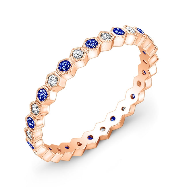 Micro Pave Diamond and Blue Sapphire Stackable Ring by Jolie Designs