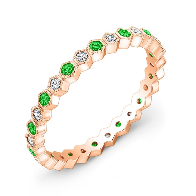 Diamond and Tsavorite Micro Pave Stackable Ring by Jolie Designs