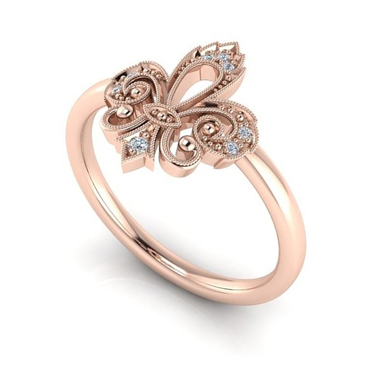 Pave' Set Diamond Fleur De Lis Ring by Jolie Designs