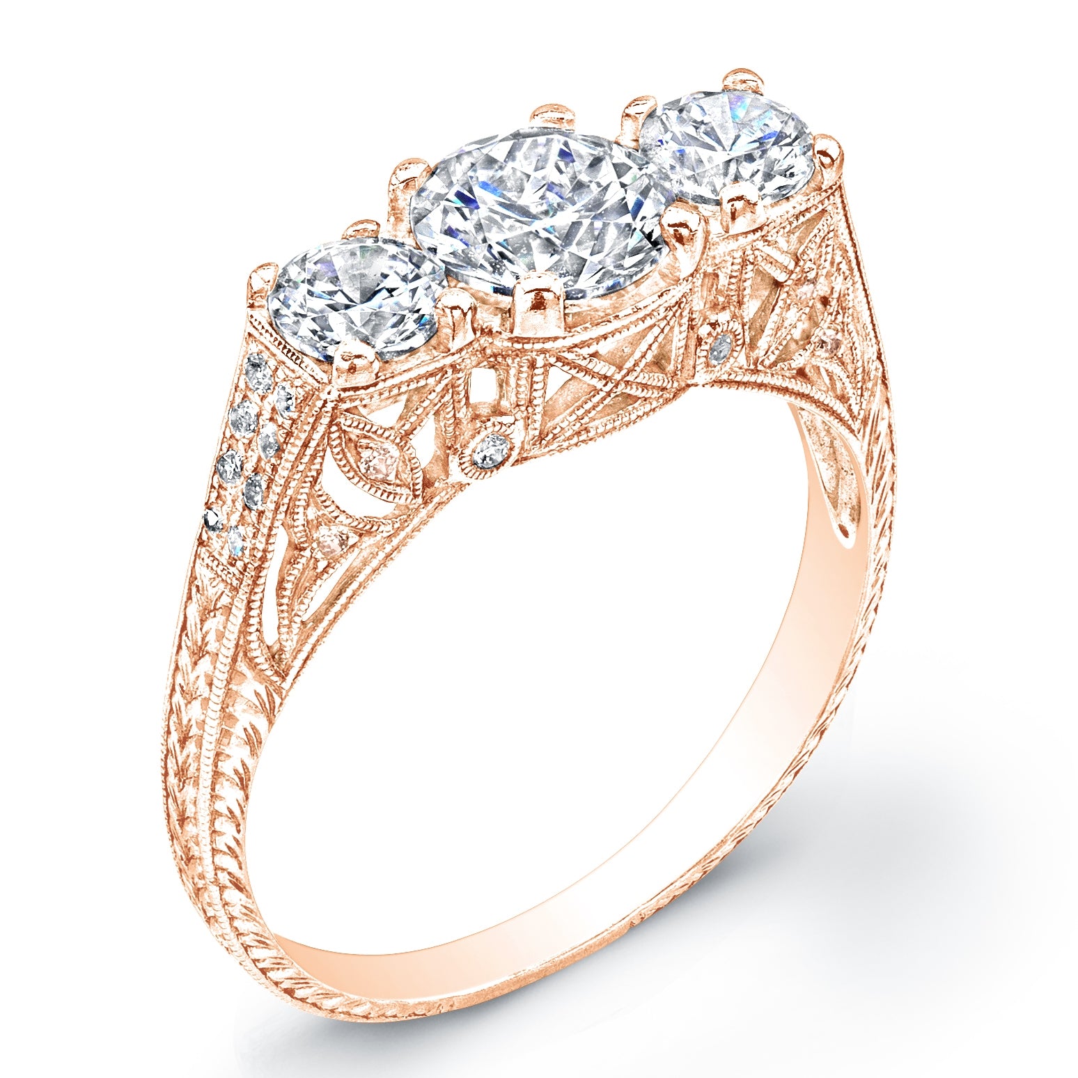 Vintage Petite Antique Inspired Three Diamond Ring by Jolie Designs