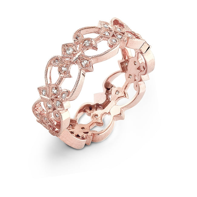 Jolie Designs Hand Crafted Rose Gold Diamond Wedding Ring - R4200D