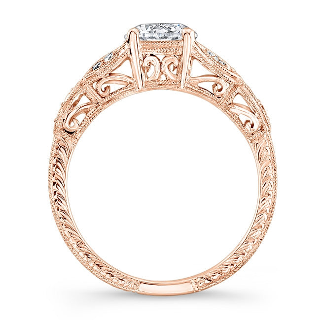 Mill Grained and Engraved Diamond Engagement Ring by Jolie Designs