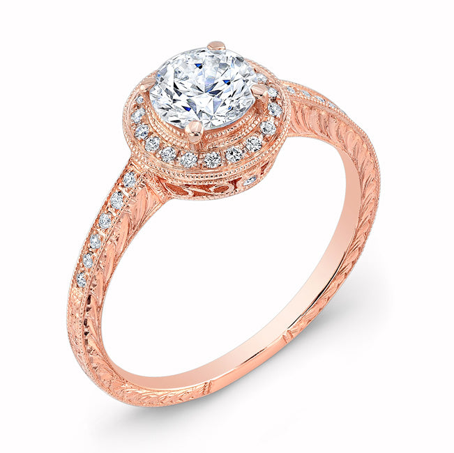 Engraved Diamond Engagement Ring Semi Mount for 1 Carat Center by Jolie Designs