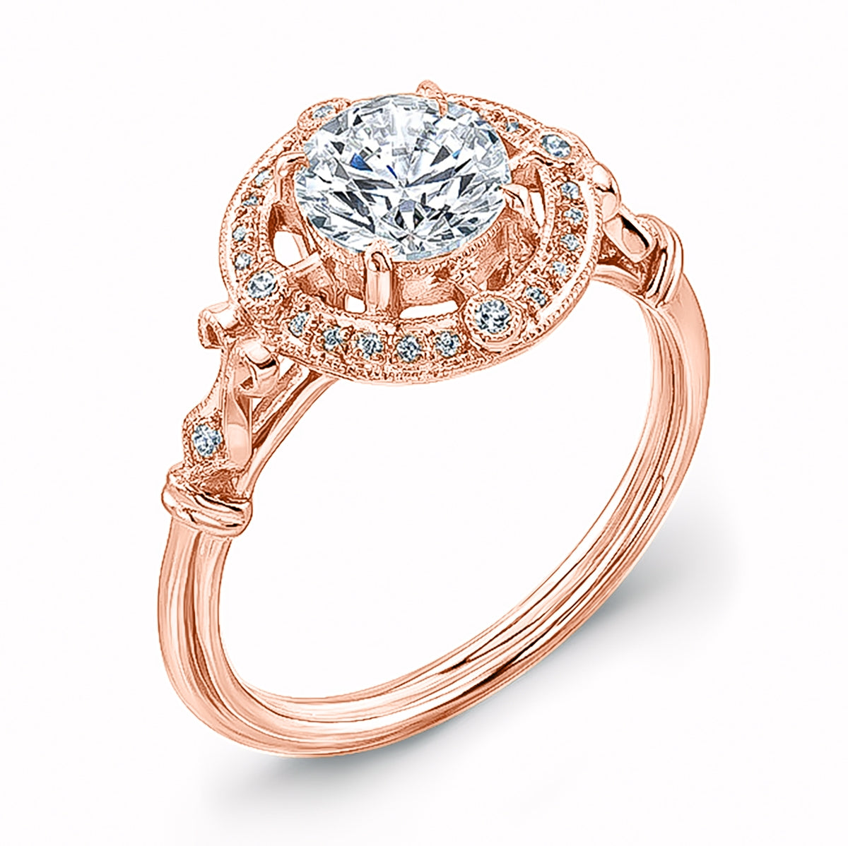 Halo Style Rose Gold Diamond Engagement Ring by Jolie Designs